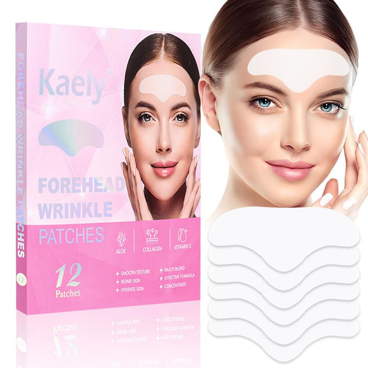 Kaely 12Pcs Forehead Wrinkle Patches,Facial Anti Wrinkle Patches with Collagen,Face Tape for Wrinkles for All Skin Types,Smooth Fine Lines & Wrinkles