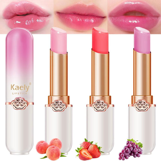 Kaely 3Pcs Peach Aloe Avocado Tinted Lip Balm,PH Lipstick Color Changing Makeup Sets,Lips Plumper Tint Gloss,Korean Lip Stain Color Change Long Lasting Waterproof,labiales magicos 24 horas originales