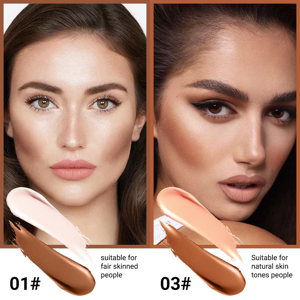 Kaely 4 Color Highlighter Contour Stick,Cream Contour Palette Kit for Beginners,Bronzer Contouring Sticks,contorno maquillaje para mujer en oferta,Concealer Stick Primer Face Makeup Brightener,02+03