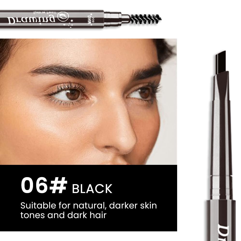 Kaely Eyebrow Stamp Pencil Kit for Eyebrows, Makeup Brow Stamp Trio Kit with Waterproof Eyebrow Pencil, Eyeliner, Eyebrow Pomade, 10 Eyebrow Stencils and Dual-ended Eyebrow Brush, Kit-01# EBONY